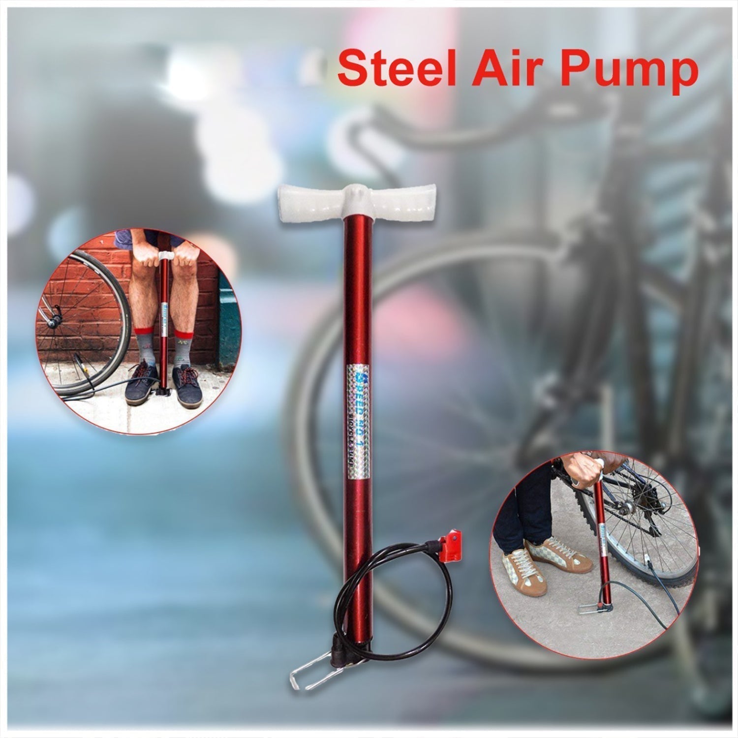 Multipurpose Air Pump (Use for Car ,Bicycles ,Scooters ,Balls, Bikes) (MOQ :- 6 Pc)