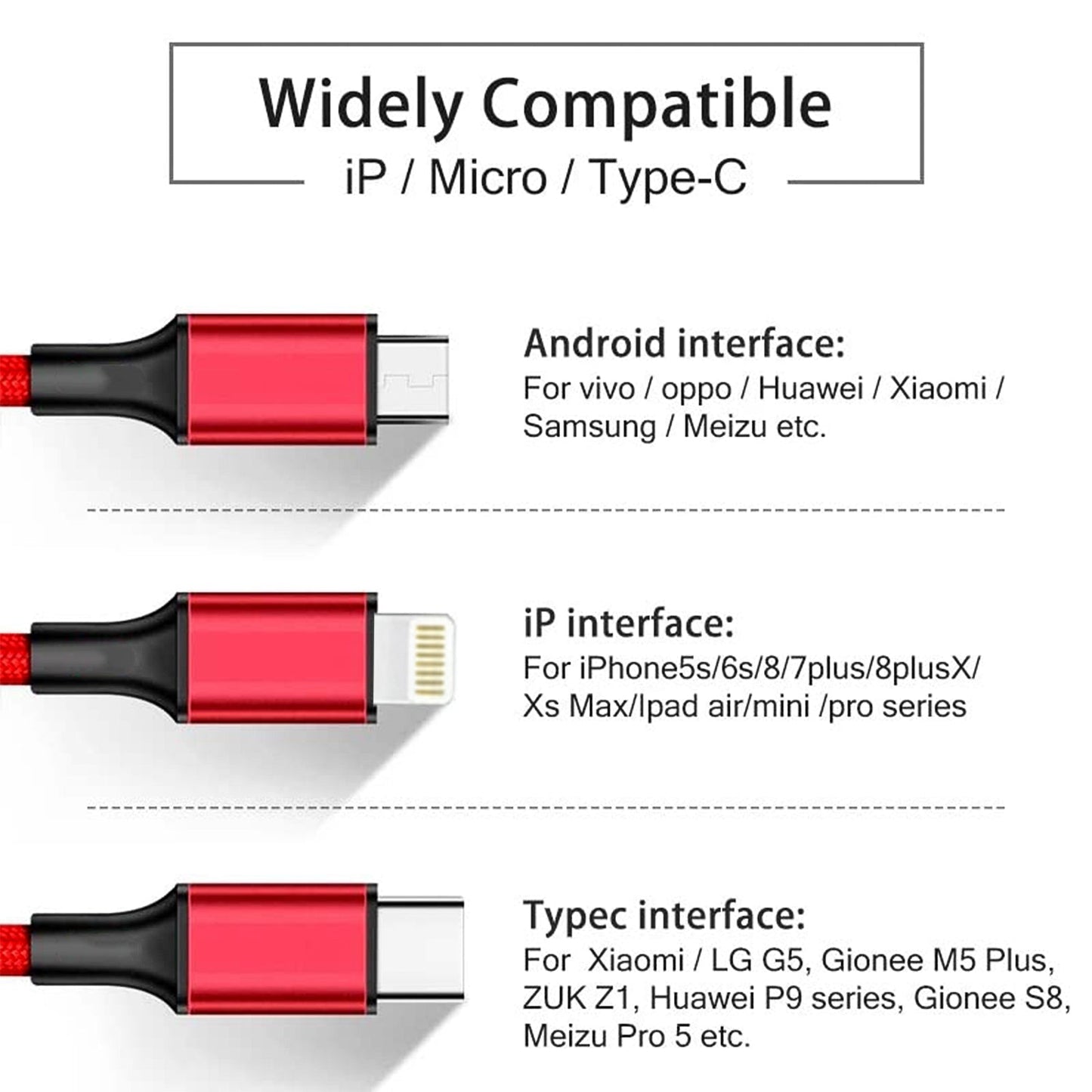 3 in 1 High-Quality Multi-Charging Cable