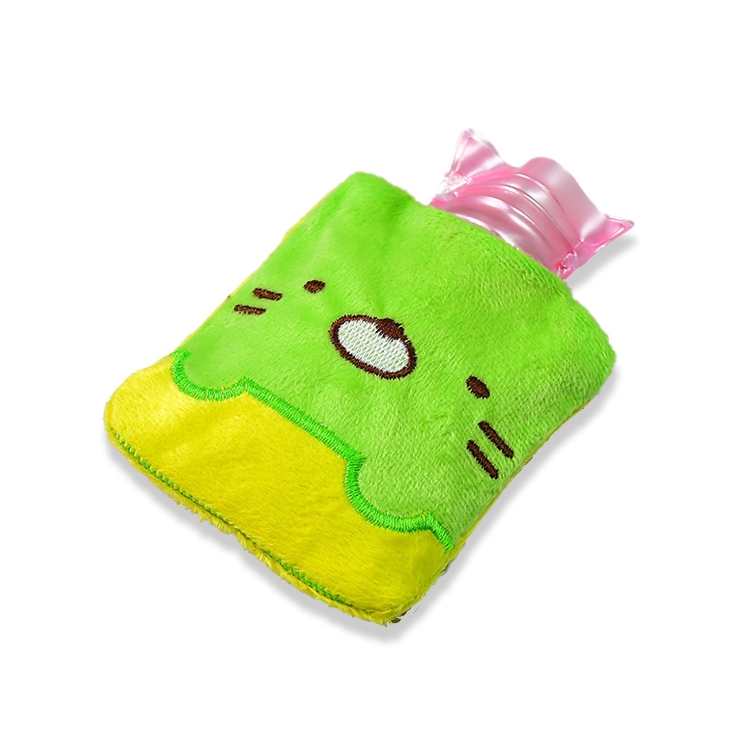 Green Kitty small Hot Water Bag with Cover for Pain Relief, Neck, Shoulder Pain and Hand, Feet Warmer, Menstrual Cramps.