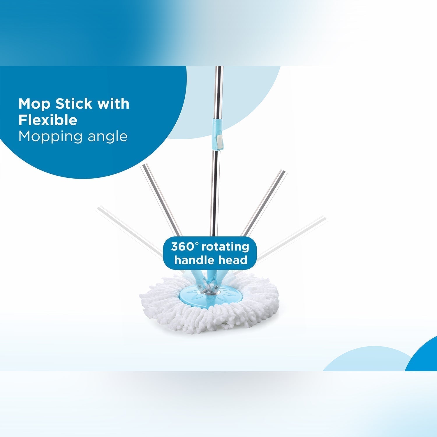 Sporty Plastic Spin Mop with Bigger Wheels and Plastic Auto Fold Handle for 360 Degree Cleaning.