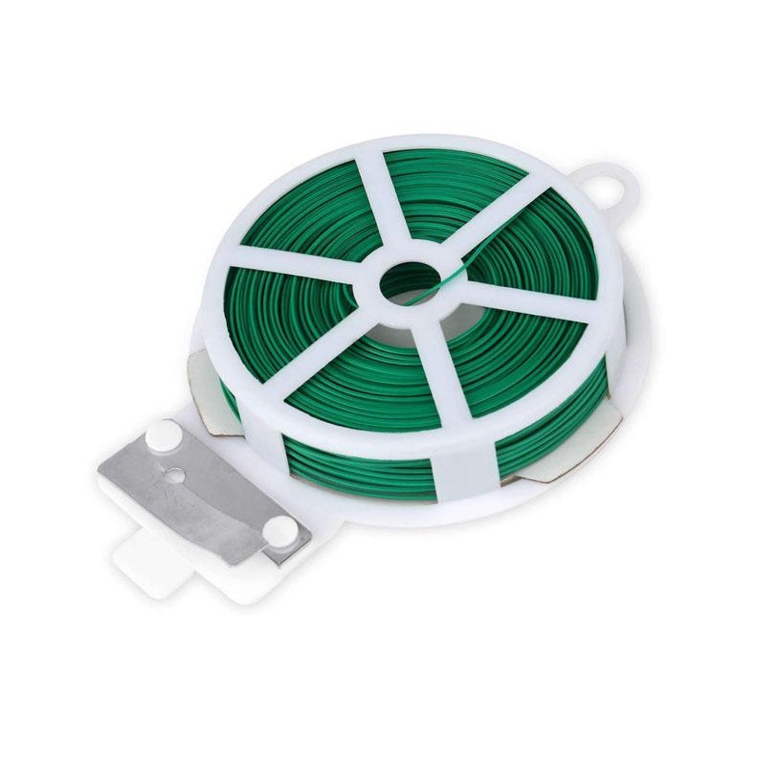 Plastic Twist Tie Wire Spool With Cutter For Garden Yard Plant 50m (Green)