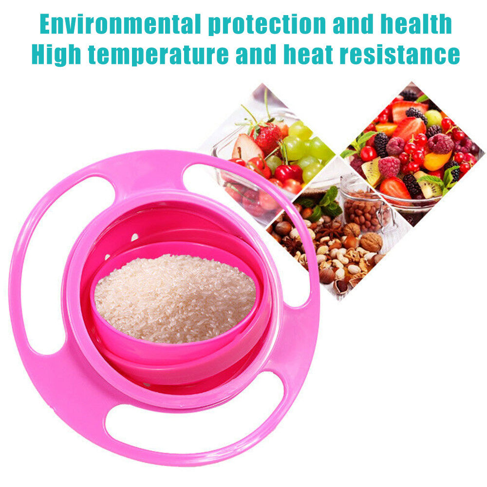 Portable Non Spill Feeding Toddler Gyro Bowl 360 Degree Rotating Dish