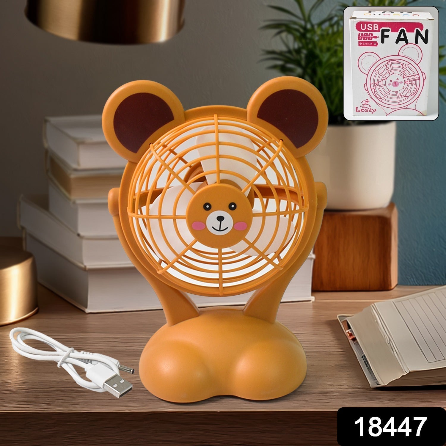 Cartoon Shape Mini Fan USB Powered & Battery Operated (Battery Not Include / 1 Pc)