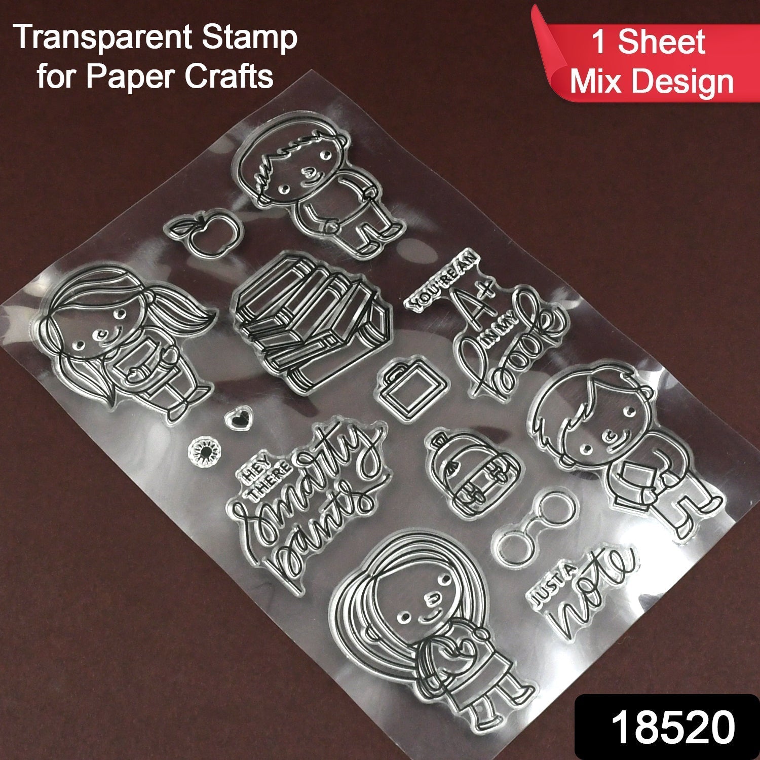 Reusable Transparent Rubber Stamp for Paper Crafts (Mix Design / 1 Sheet)