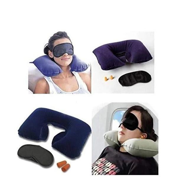 3in1 Air Travel Kit with Pillow, Ear Buds & Eye Mask