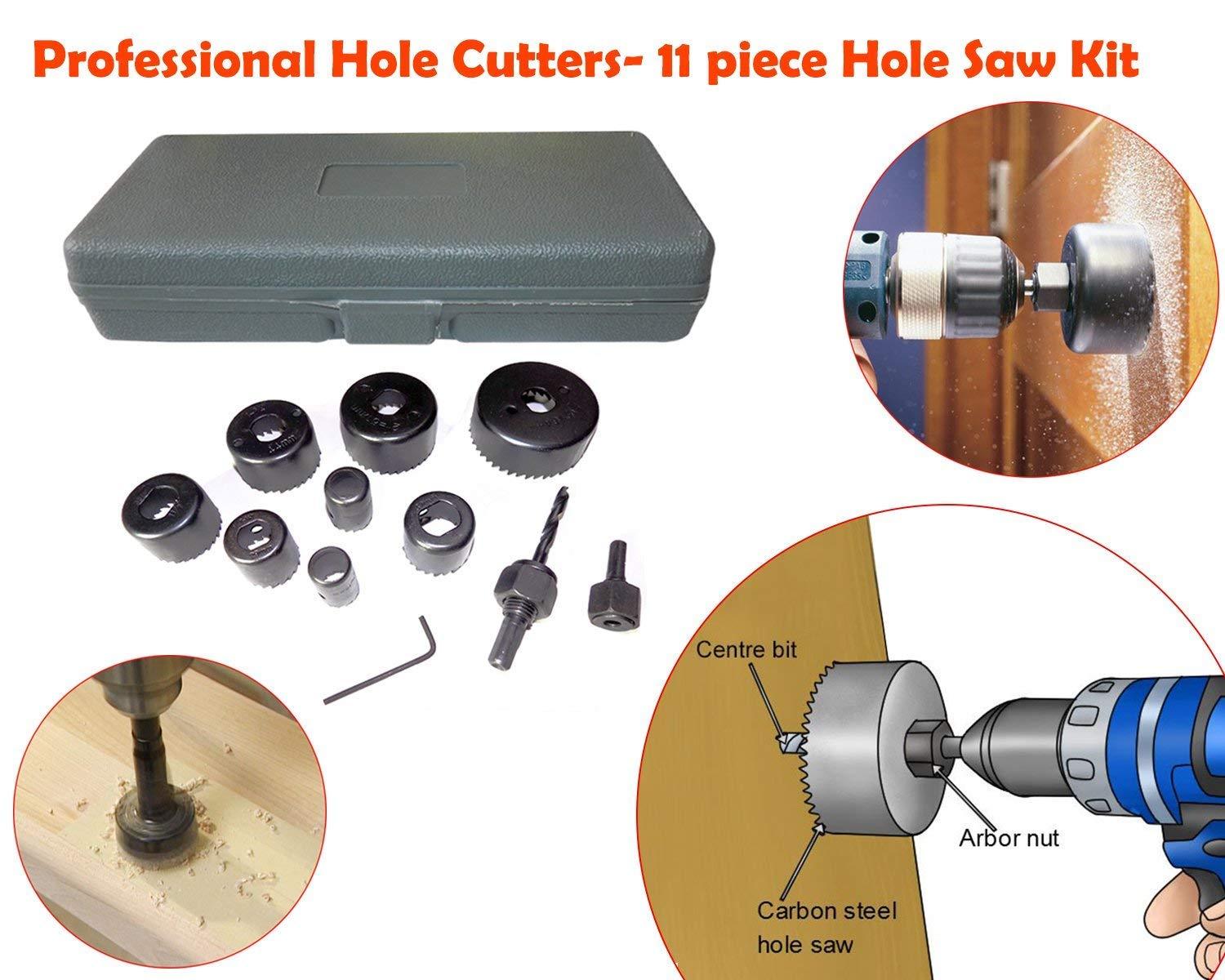 Wood Hole Saw Cutting Set (11 pcs, 19-64mm, Multicolour)