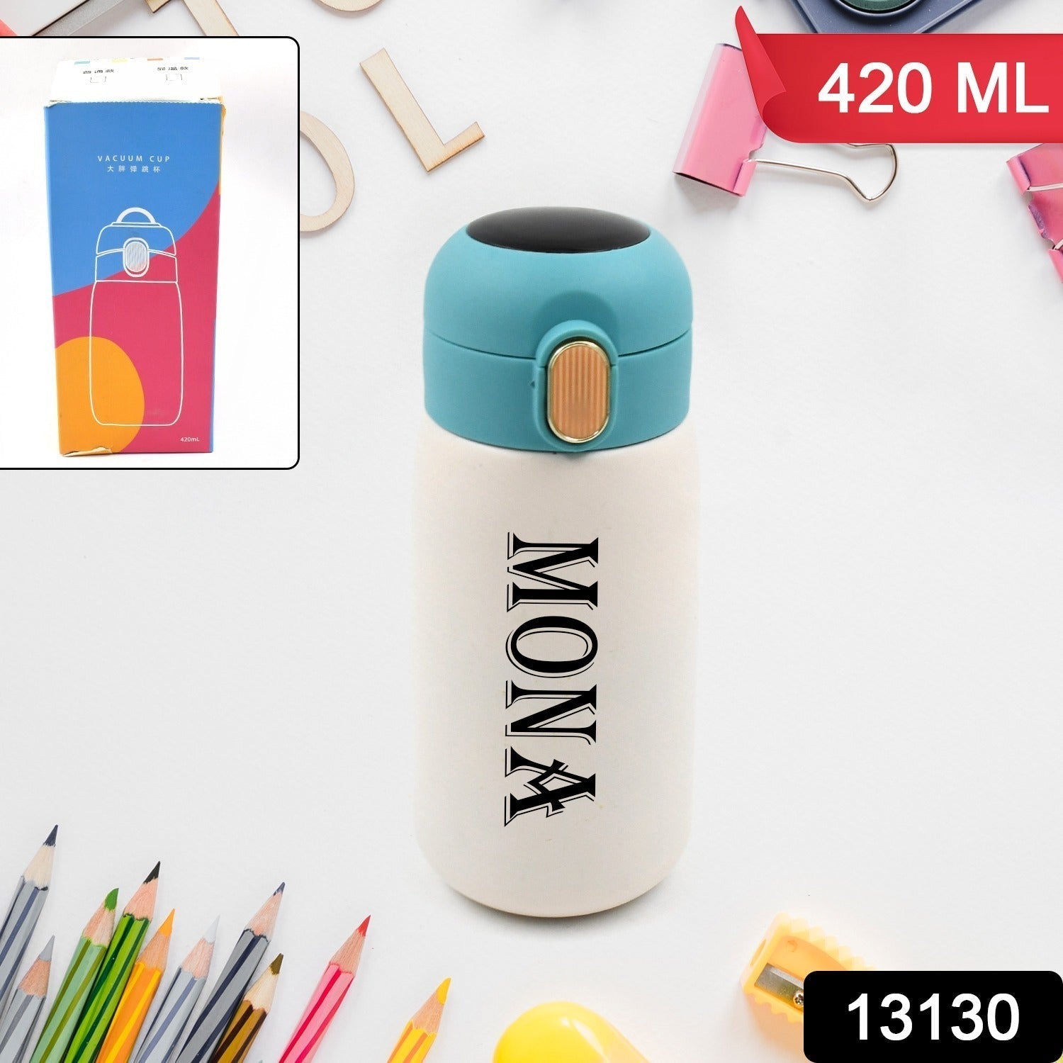 Customize Smart Vacuum Insulated Water Bottle with LED Temperature Display, Cold & Hot | Leak Proof | Office Bottle | Gym | Home | Kitchen | Hiking | Trekking | Travel Bottle (420 ML)