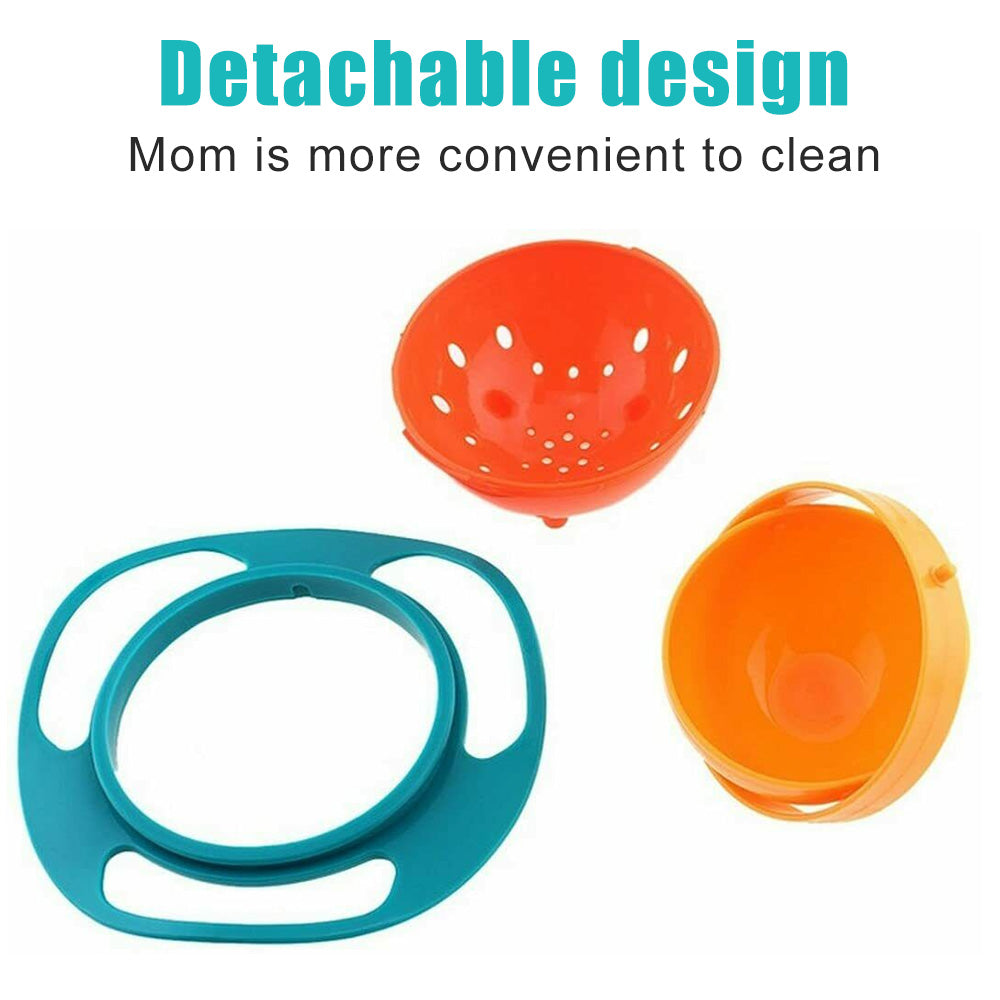 Portable Non Spill Feeding Toddler Gyro Bowl 360 Degree Rotating Dish