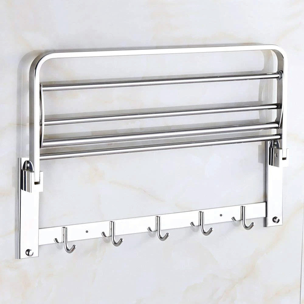 Stainless Steel Folding Towel Rack Cum Towel Bar 18 Inch