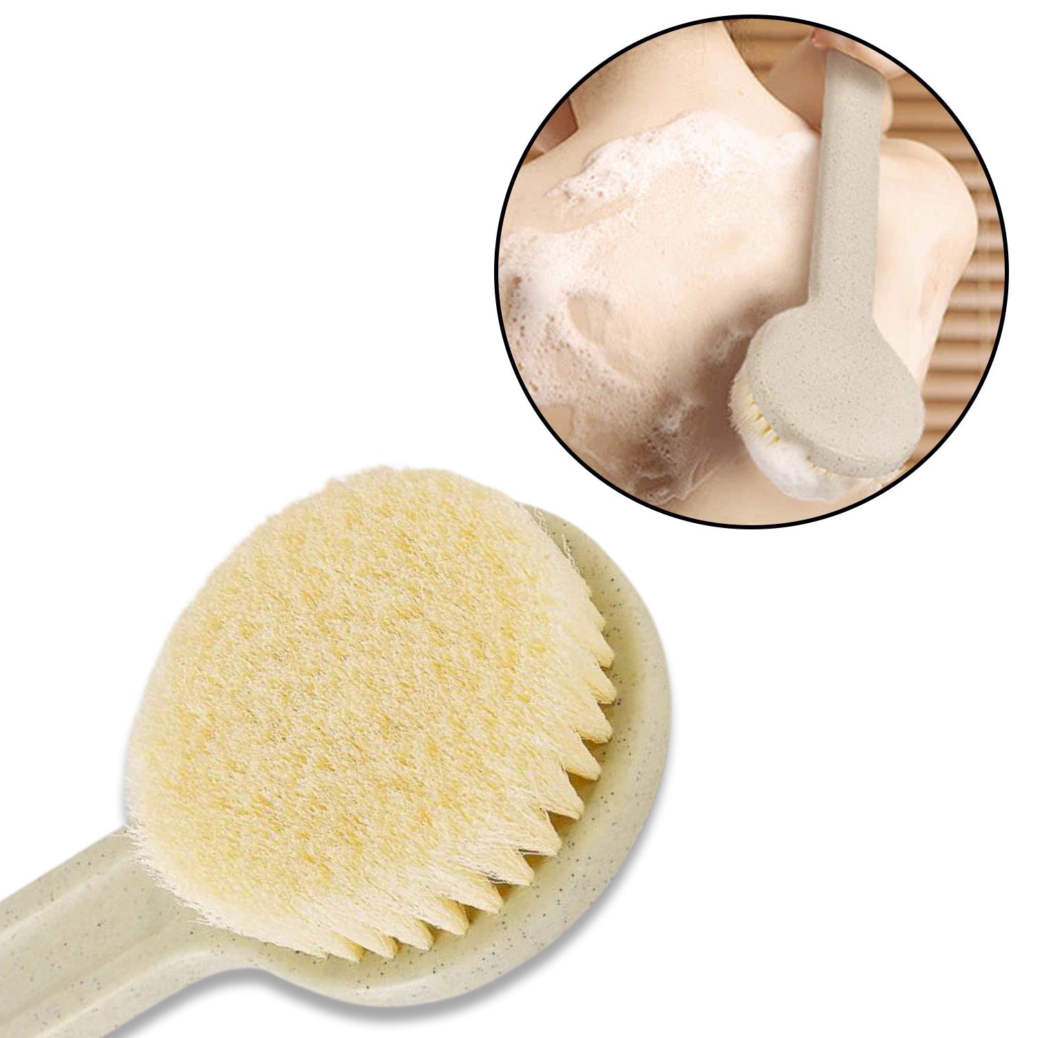 Body Brush Long Handle Dry Brush Soft Bristle Bath Brush Back Scrub Exfoliating Massage.