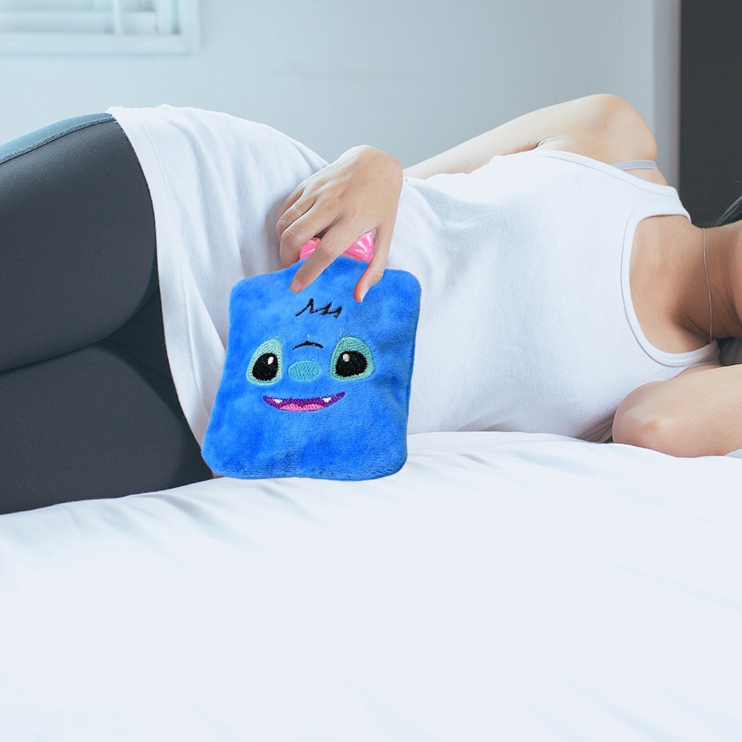 Blue Stitch small Hot Water Bag with Cover for Pain Relief, Neck, Shoulder Pain and Hand, Feet Warmer, Menstrual Cramps.