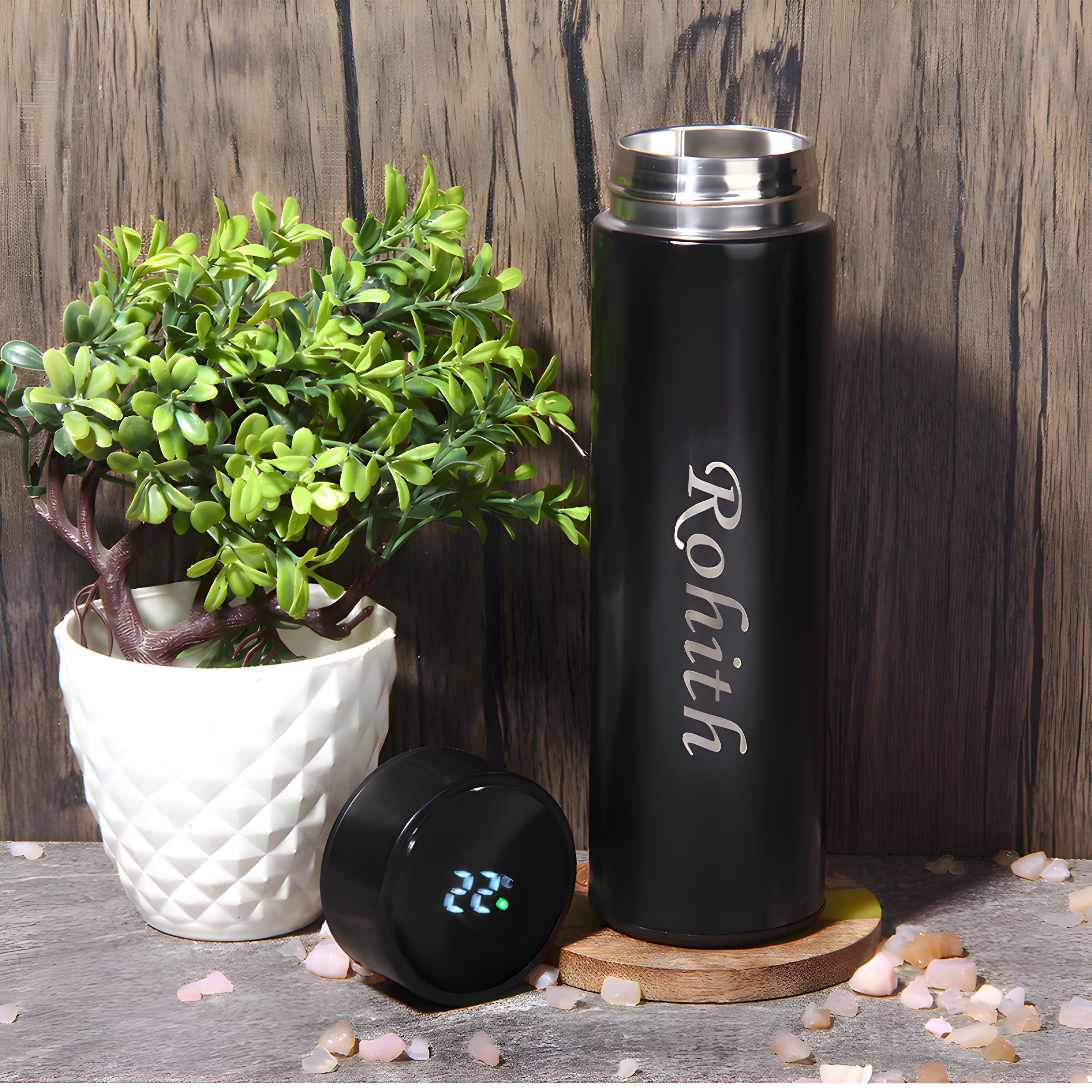 Personalized Stainless Steel Smart Water Bottle with Smart LCD Temperature Touch - 500ML