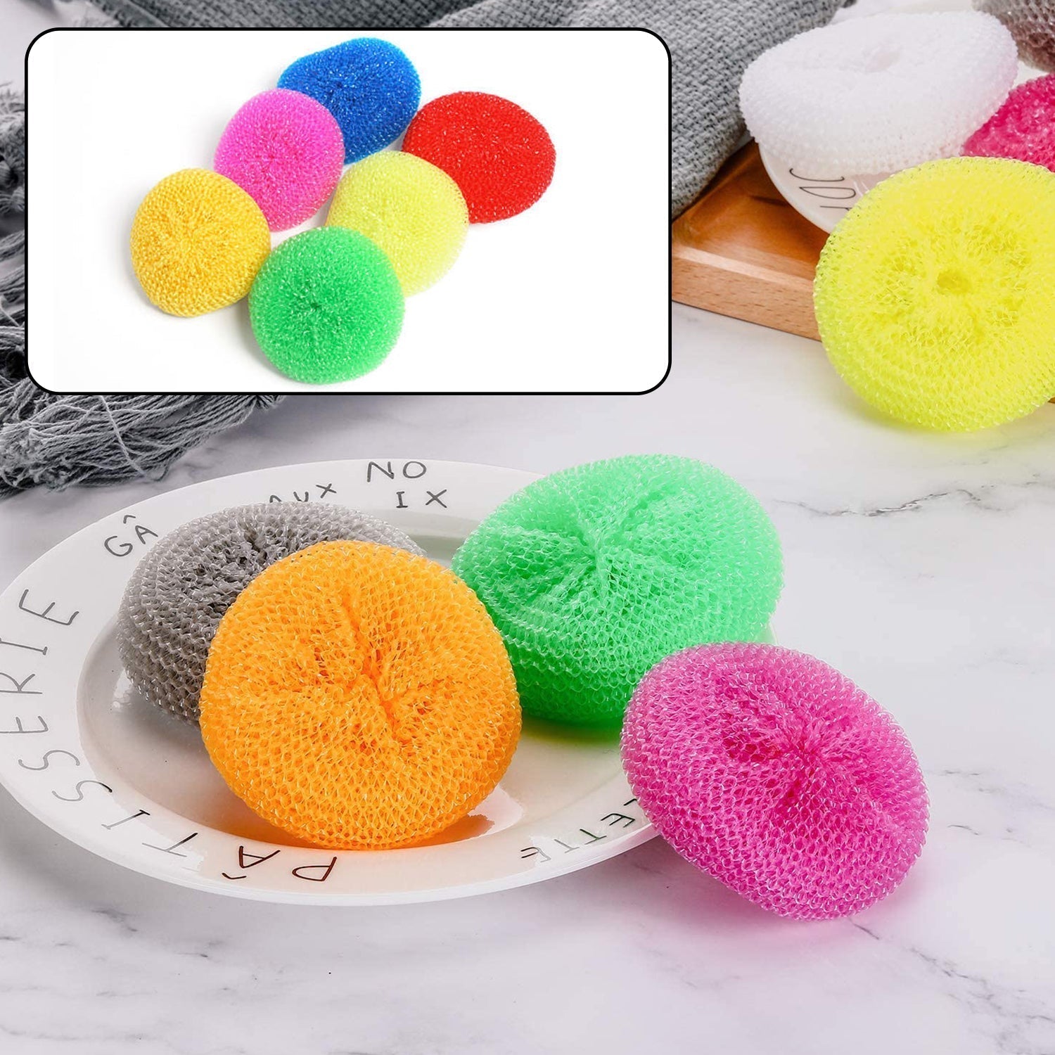 Plastic Scrubber Round Nylon Scrubbers (Pack of 12)