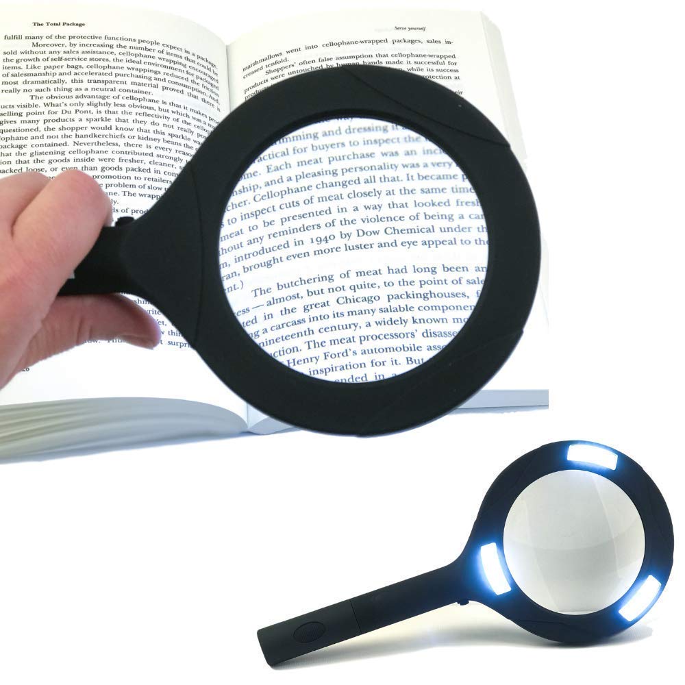 Magnifying Glass with 3 Led Light 3X Power and Rubberized Handle