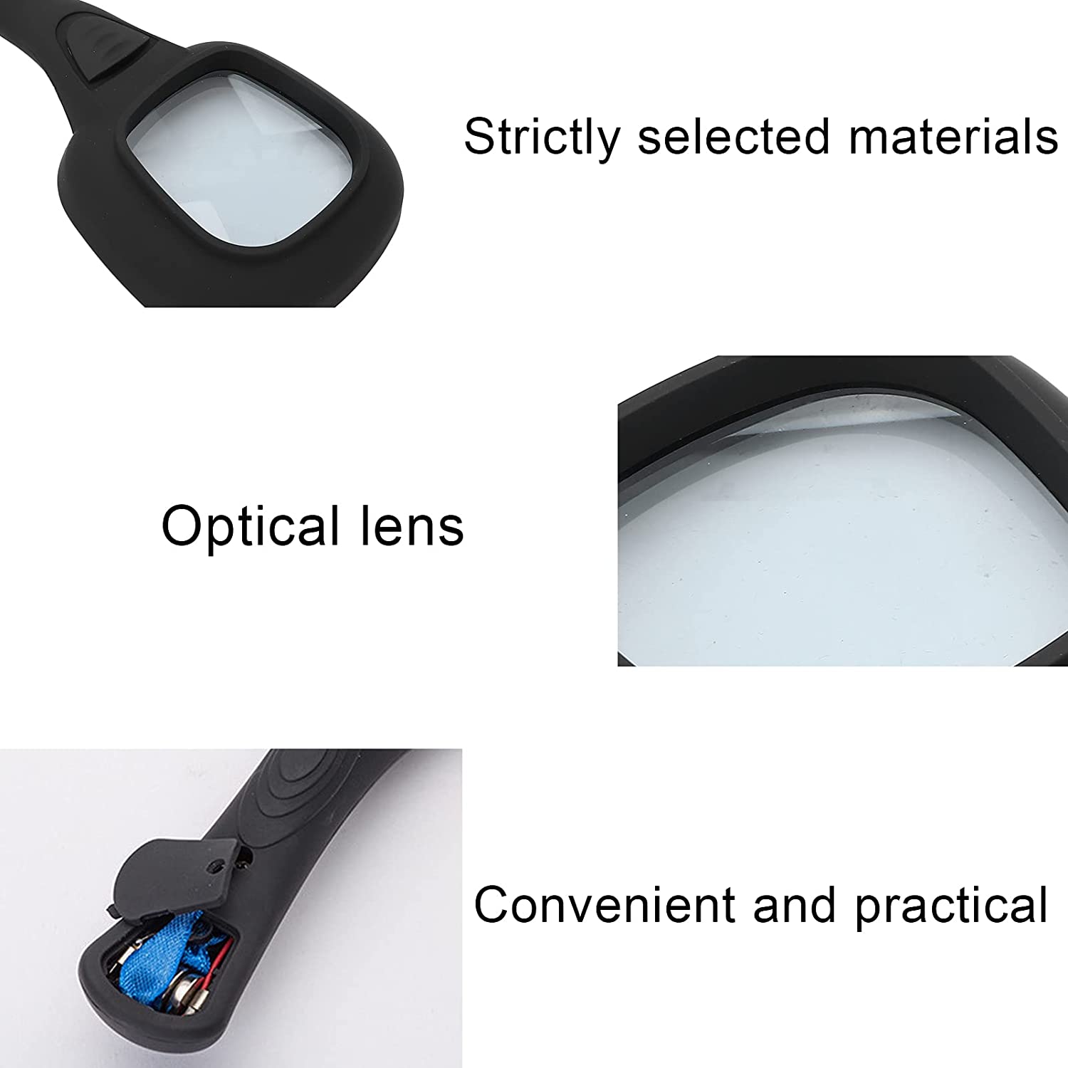 Handheld Magnifying Glass 6 LED Illuminated Lighted Magnifier for Seniors Reading, Soldering, Inspection, Coins, Jewelry, Exploring