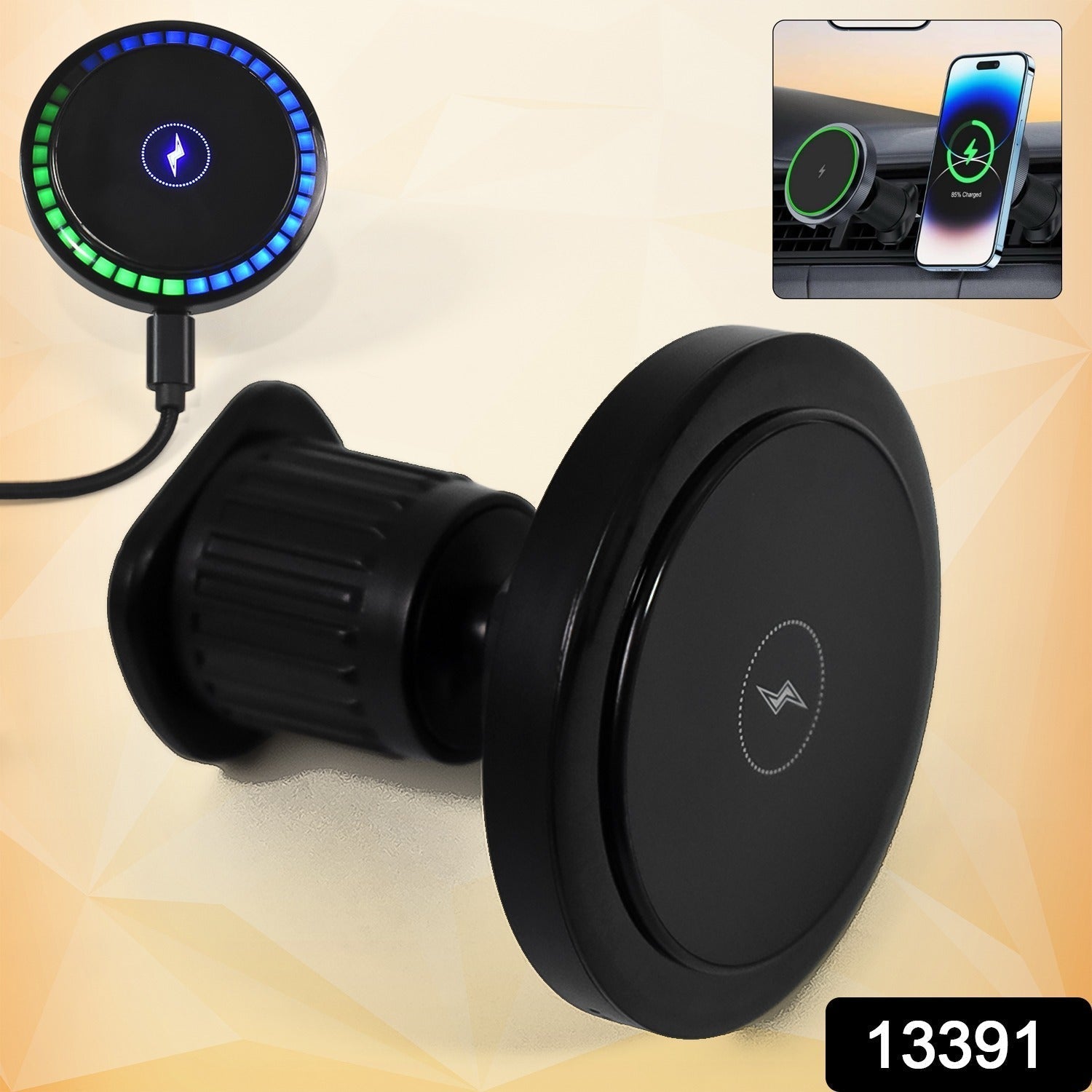 Magnetic Phone Mount Wireless Charger | Music Reactive Lights (1 Set)