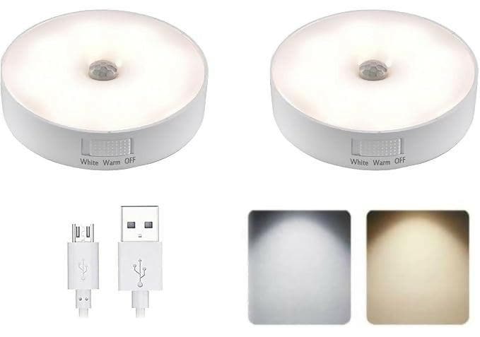 (Pack of 2) Nightlight Motion Sensor Lamp USB Rechargeable Energy Mounted Body Induction Lamp