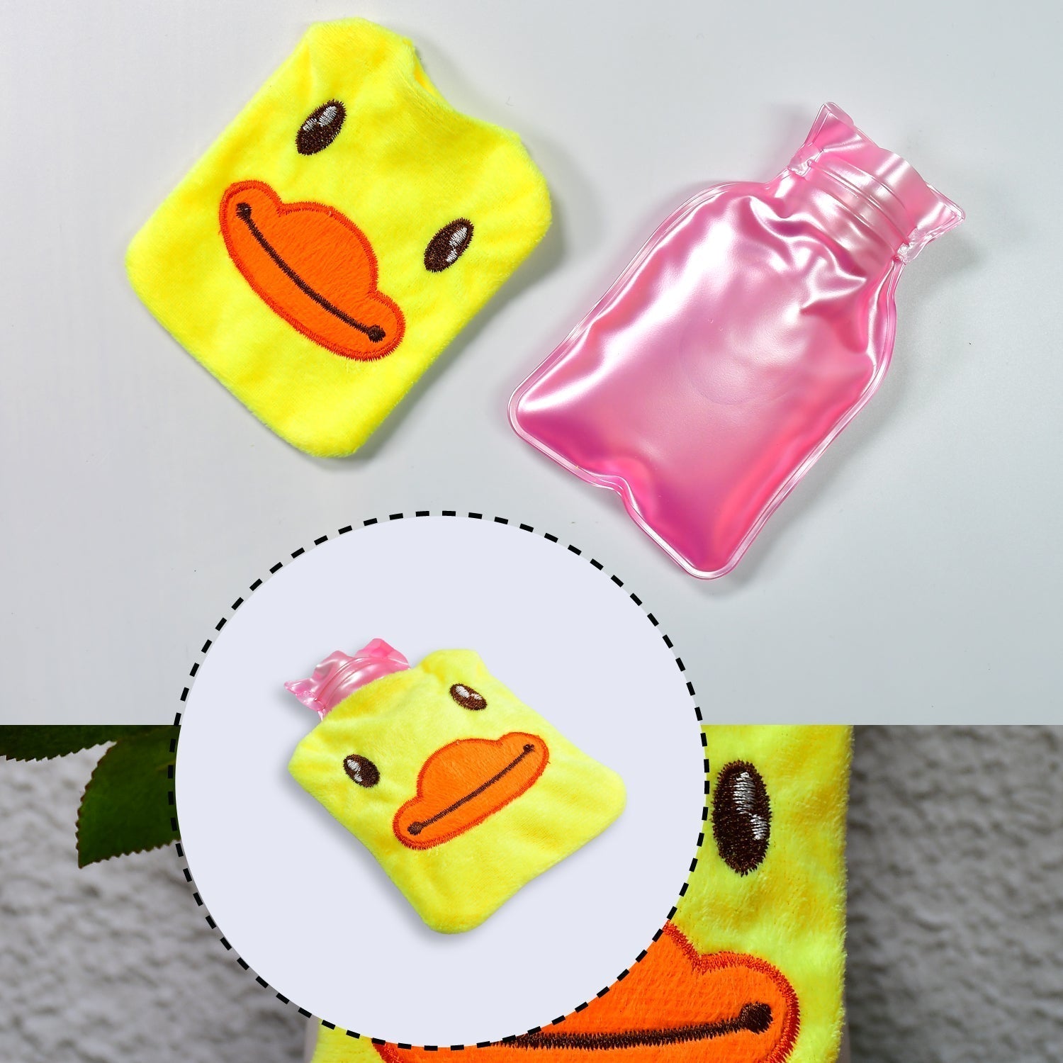 Yellow Duck small Hot Water Bag with Cover for Pain Relief, Neck, Shoulder Pain and Hand, Feet Warmer, Menstrual Cramps.