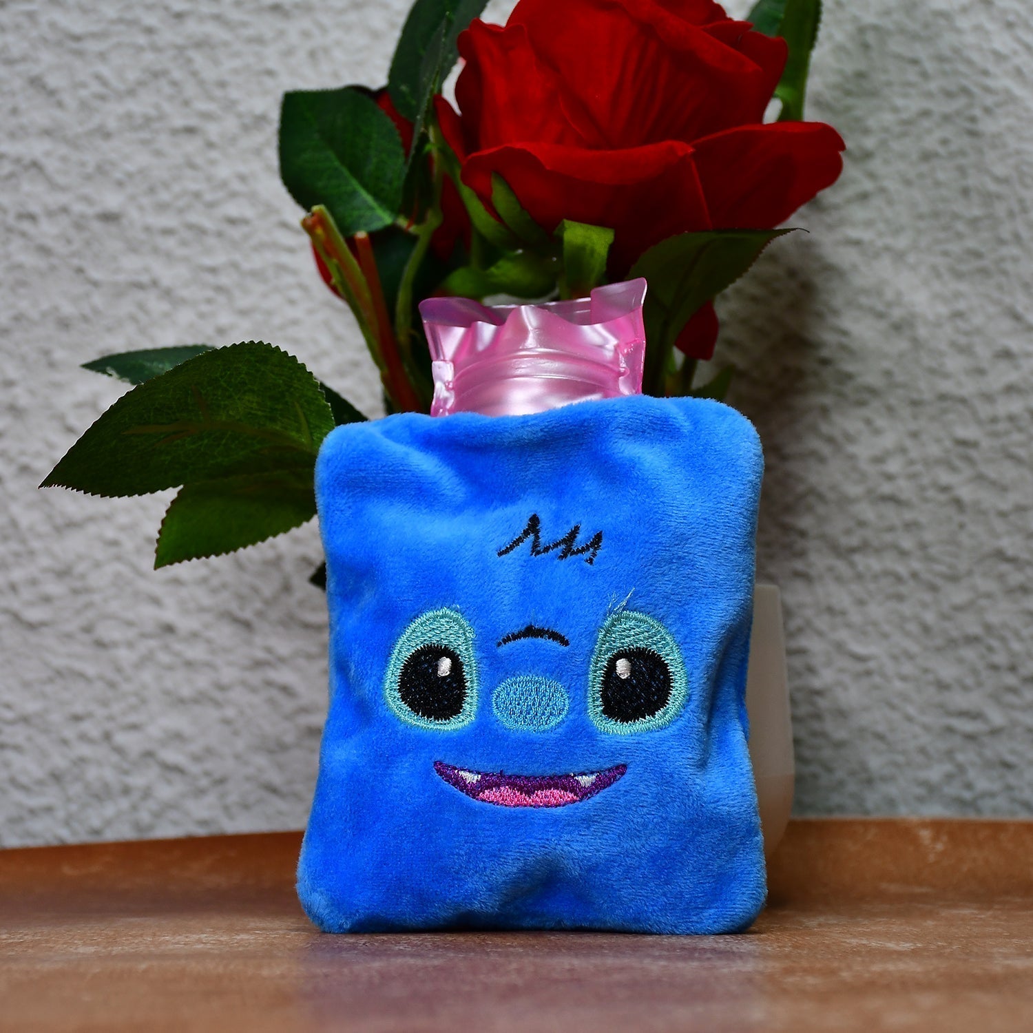 Blue Stitch small Hot Water Bag with Cover for Pain Relief, Neck, Shoulder Pain and Hand, Feet Warmer, Menstrual Cramps.