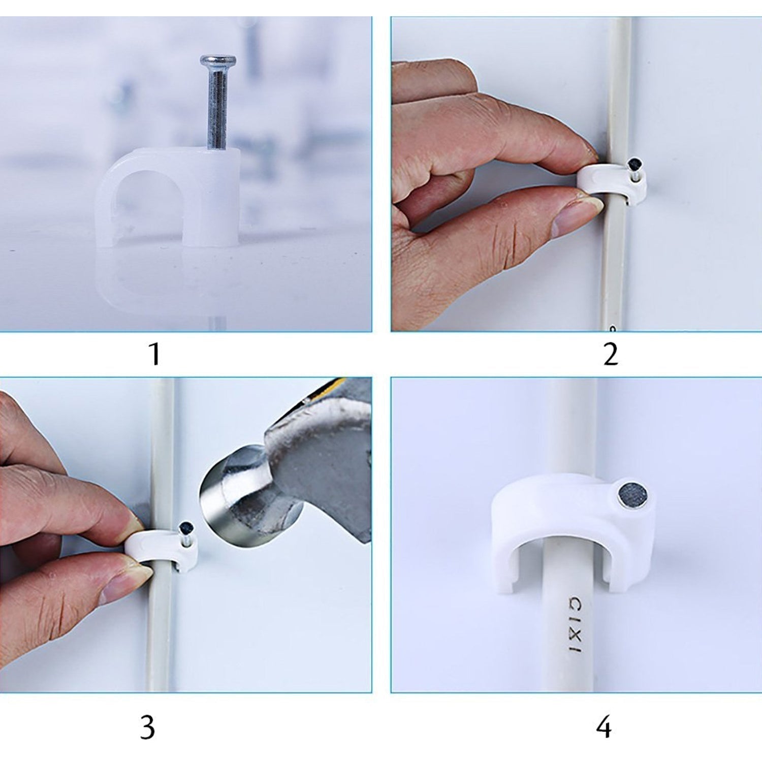 100 Pc 6 MM Cable Clip used in all kinds of wires to make them stuck and holded in walls etc.