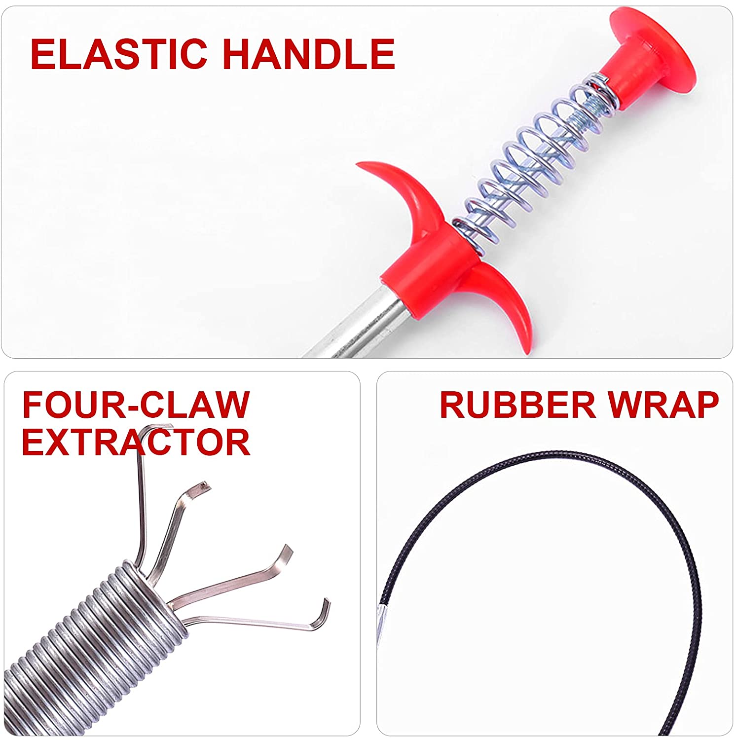 Multifunctional Cleaning Claw Pilpe Cleaner Drainage Block Remover Drain Spring Pipe Dredging Tool, Drain Cleaning Tool for Hair Drain Drain Cleaner Sticks drain pipe clearer (290 Cm)