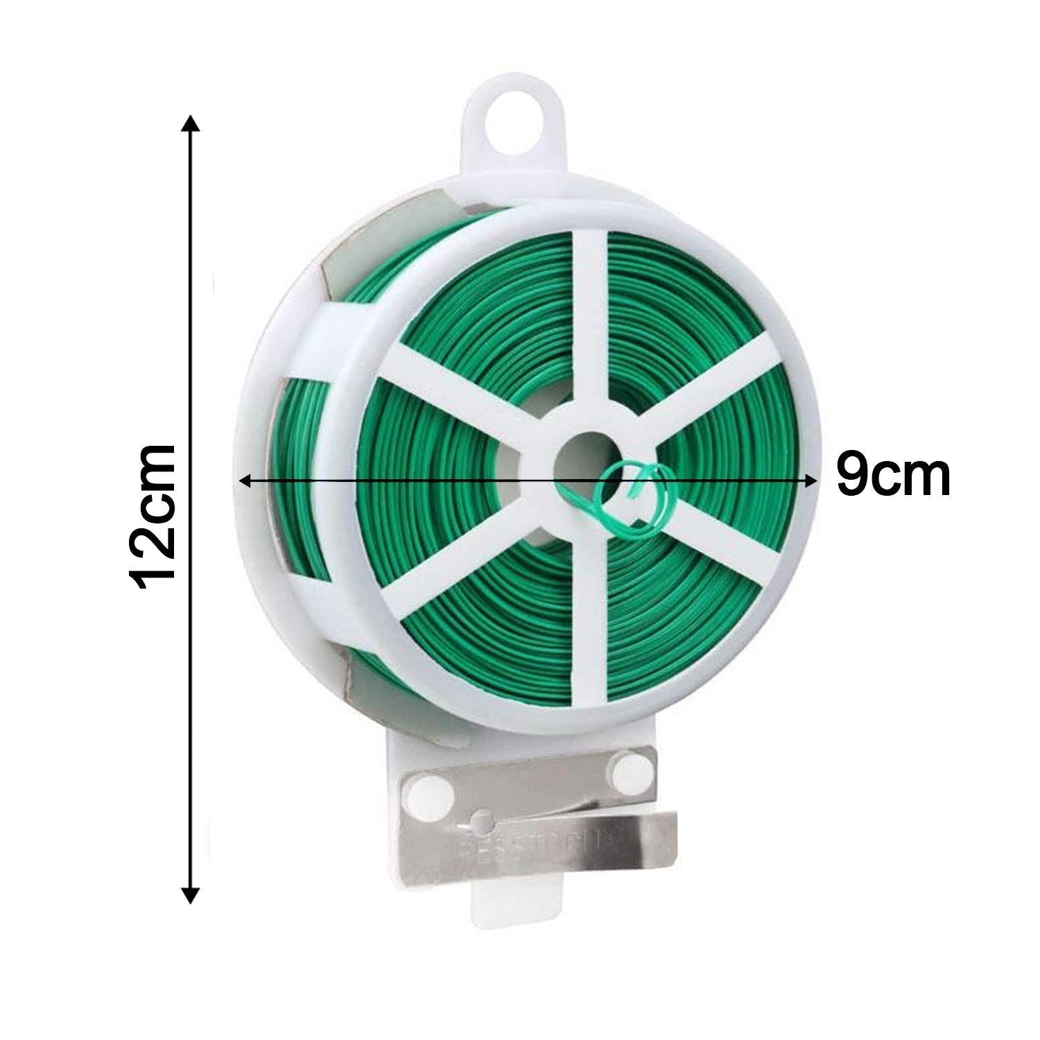 Plastic Twist Tie Wire Spool With Cutter For Garden Yard Plant 50m (Green)