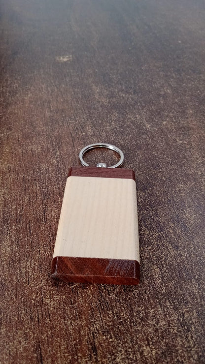 Premium Wooden Keychain with Dual Tone Finish (1 Pc)