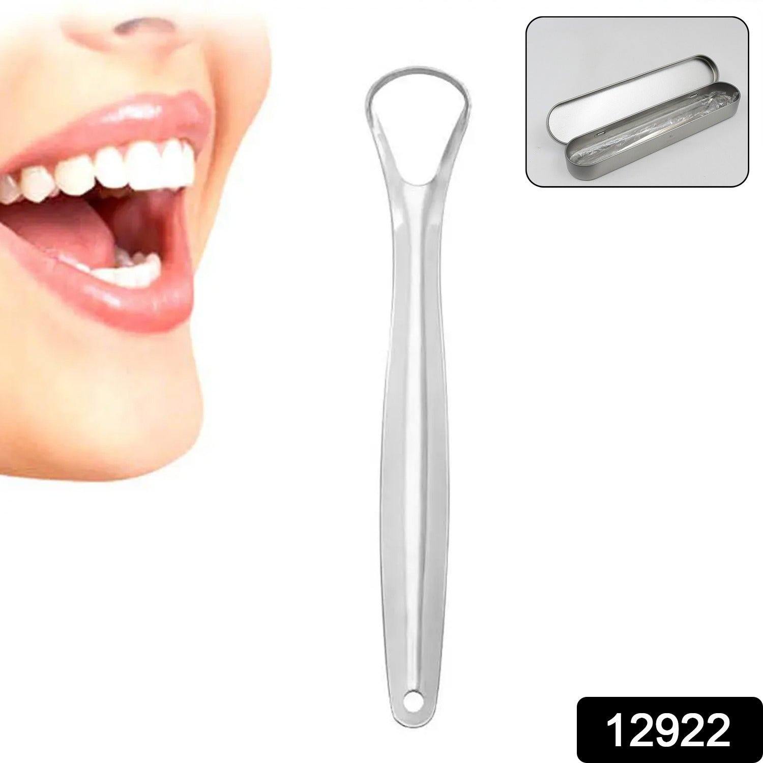 Stainless Steel Tongue Scraper Tongue Cleaners (1Pc With Metal Case)