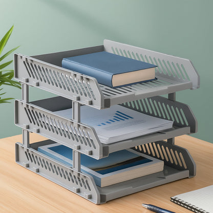 Multifunctional File Rack with Drawers: Desktop Storage for Office Supplies (4/3 Layers)