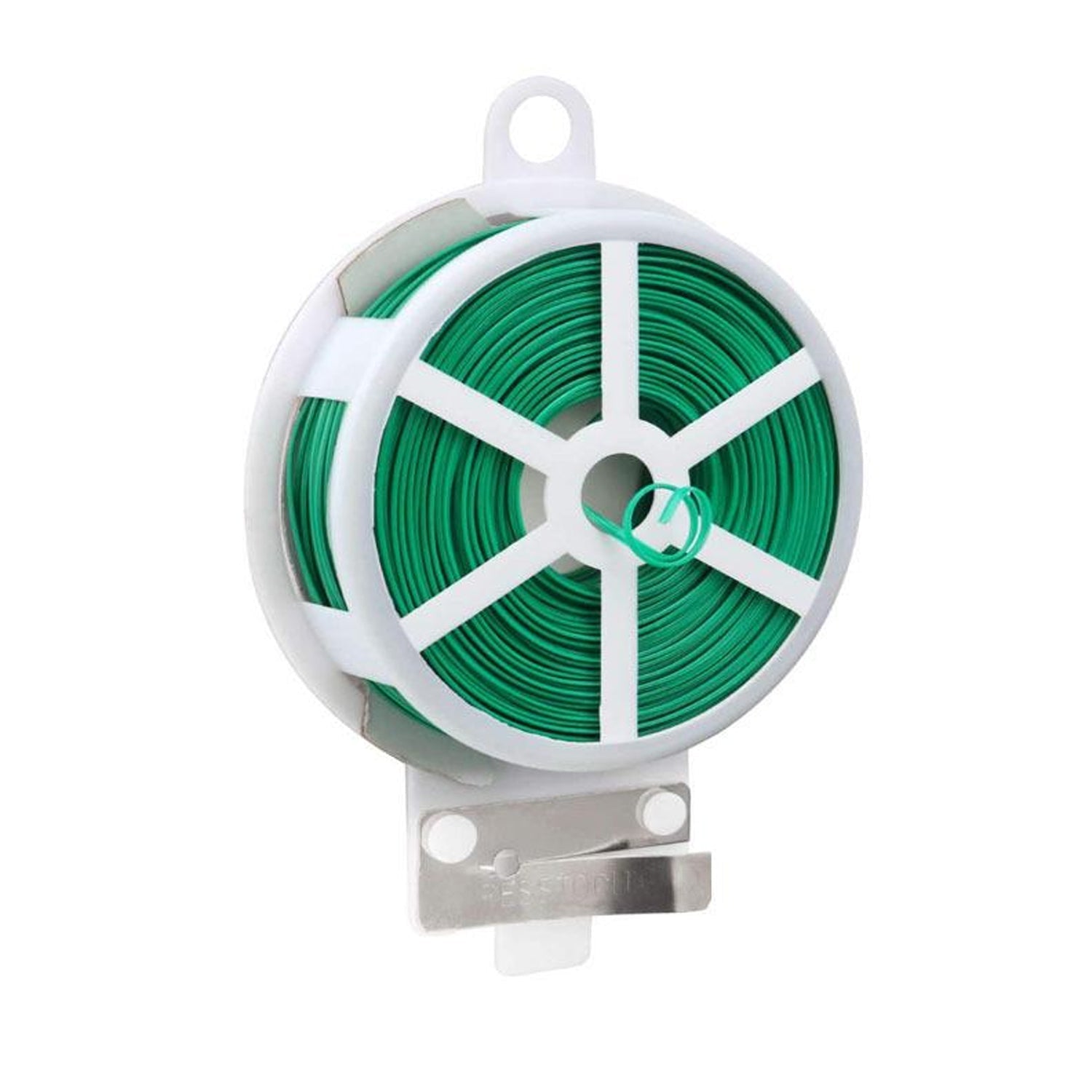 Plastic Twist Tie Wire Spool With Cutter For Garden Yard Plant 50m (Green)