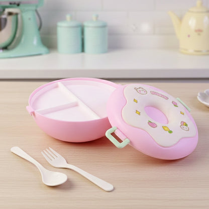 Donut Shaped Double Insulated 3 Compartment Lunch Box (1 Pc / Mix Color)