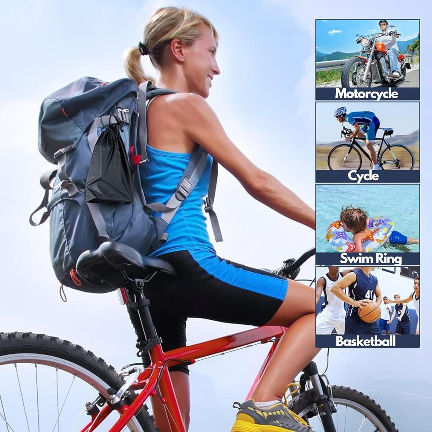 Portable High Pressure Foot Air Pump with Needle (1 Pc)