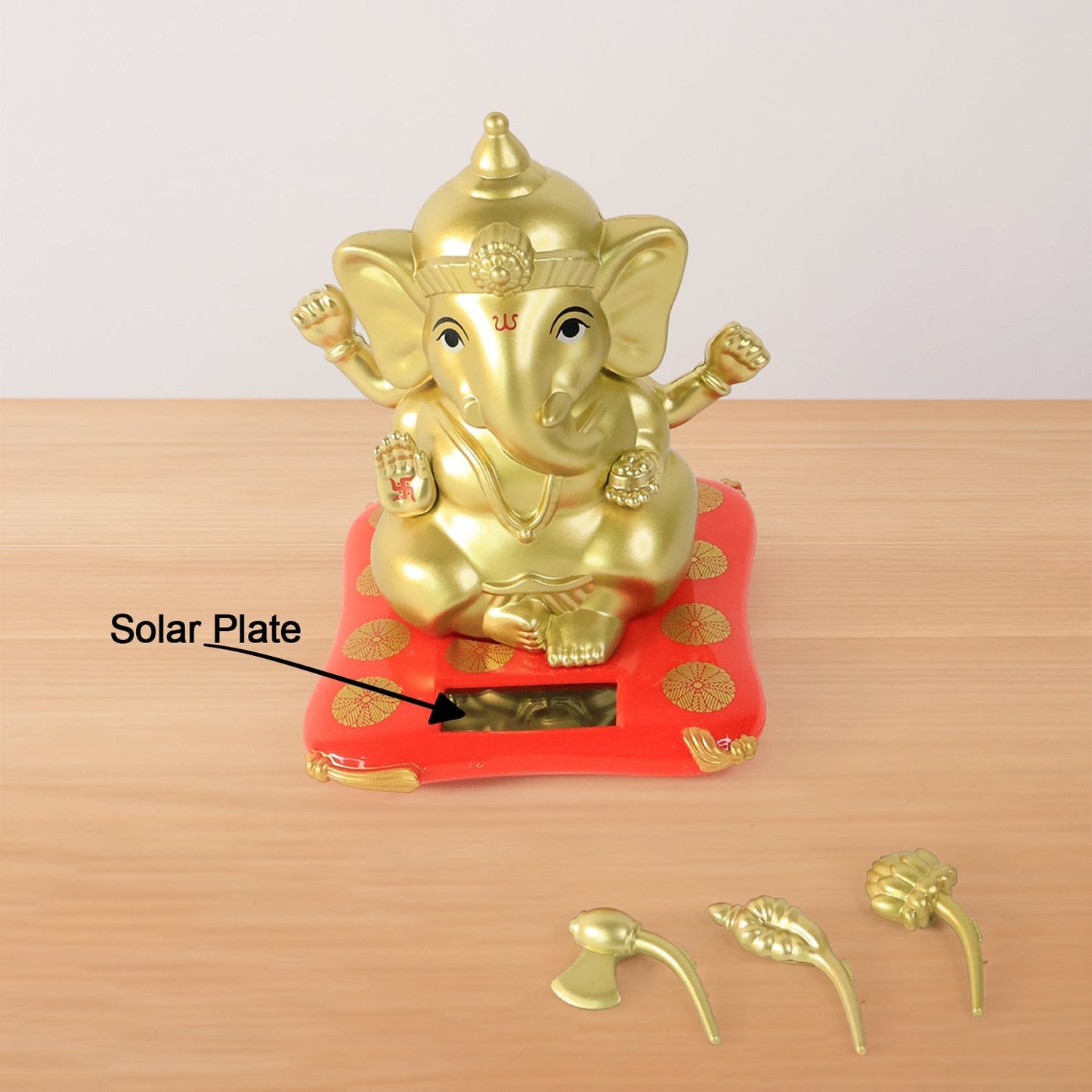 Decorative Religious Large Lord Ganesha Idol with Solar-Powered Base (1 Pc)