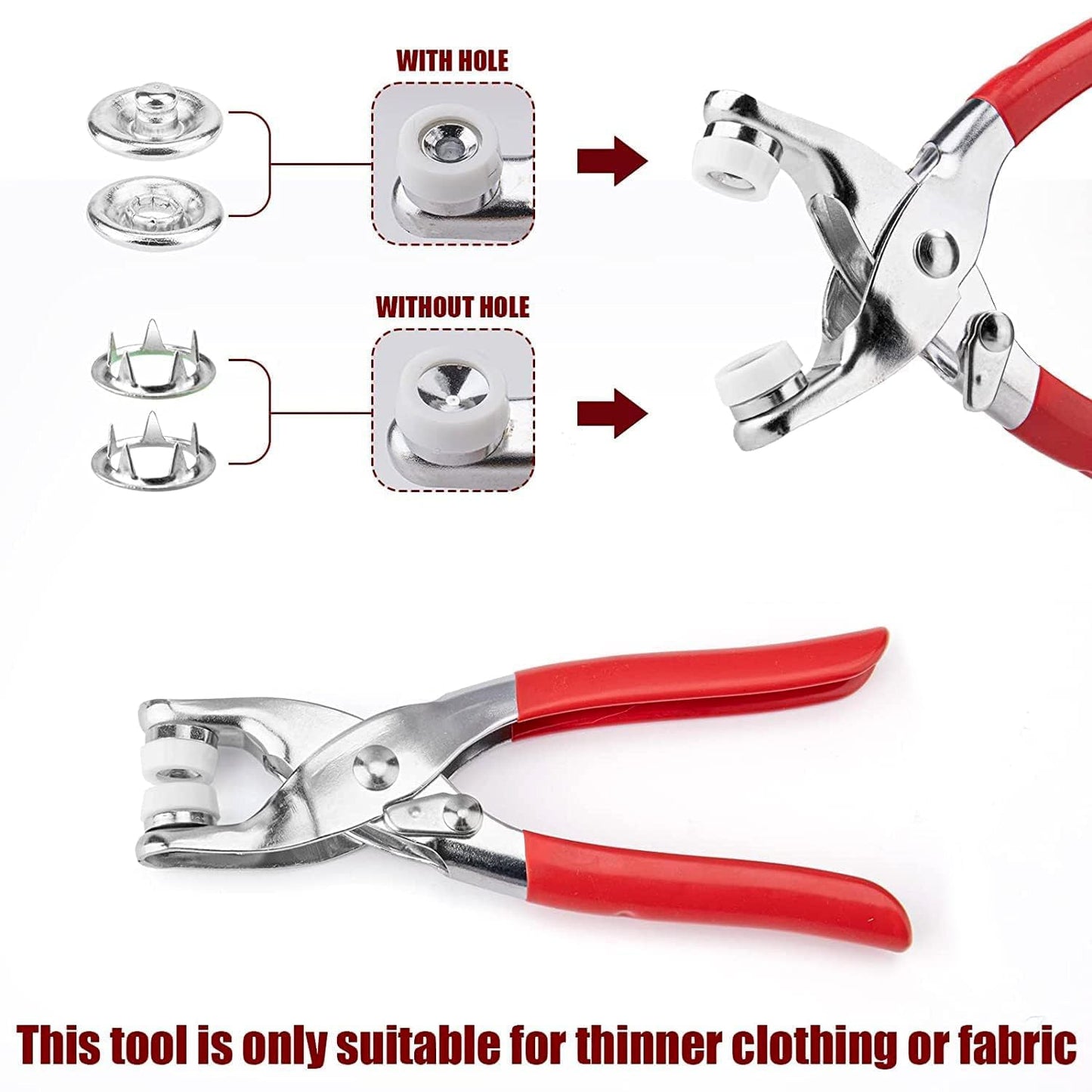 Heavy Duty Snap Button Fastener Plier Tool Kit (1 Set)