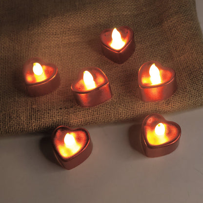 Heart Shape LED Flameless Decorative Candles (6 Pc / Set)