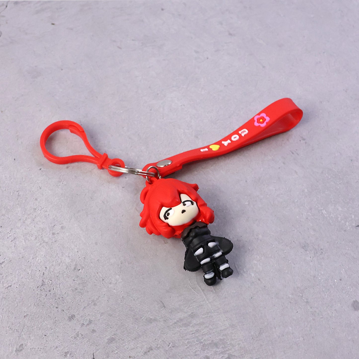 Cute Red Hair Cartoon Girl Silicone Keychain (1 Pc)