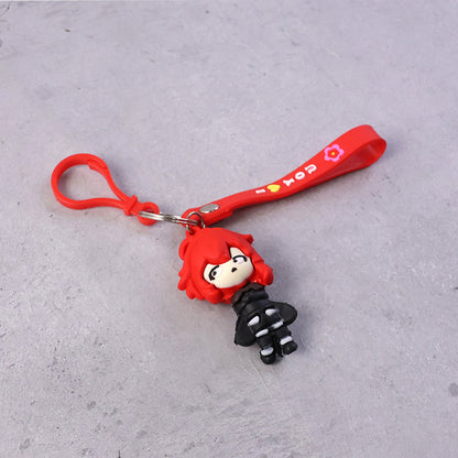 Cute Red Hair Cartoon Girl Silicone Keychain (1 Pc)