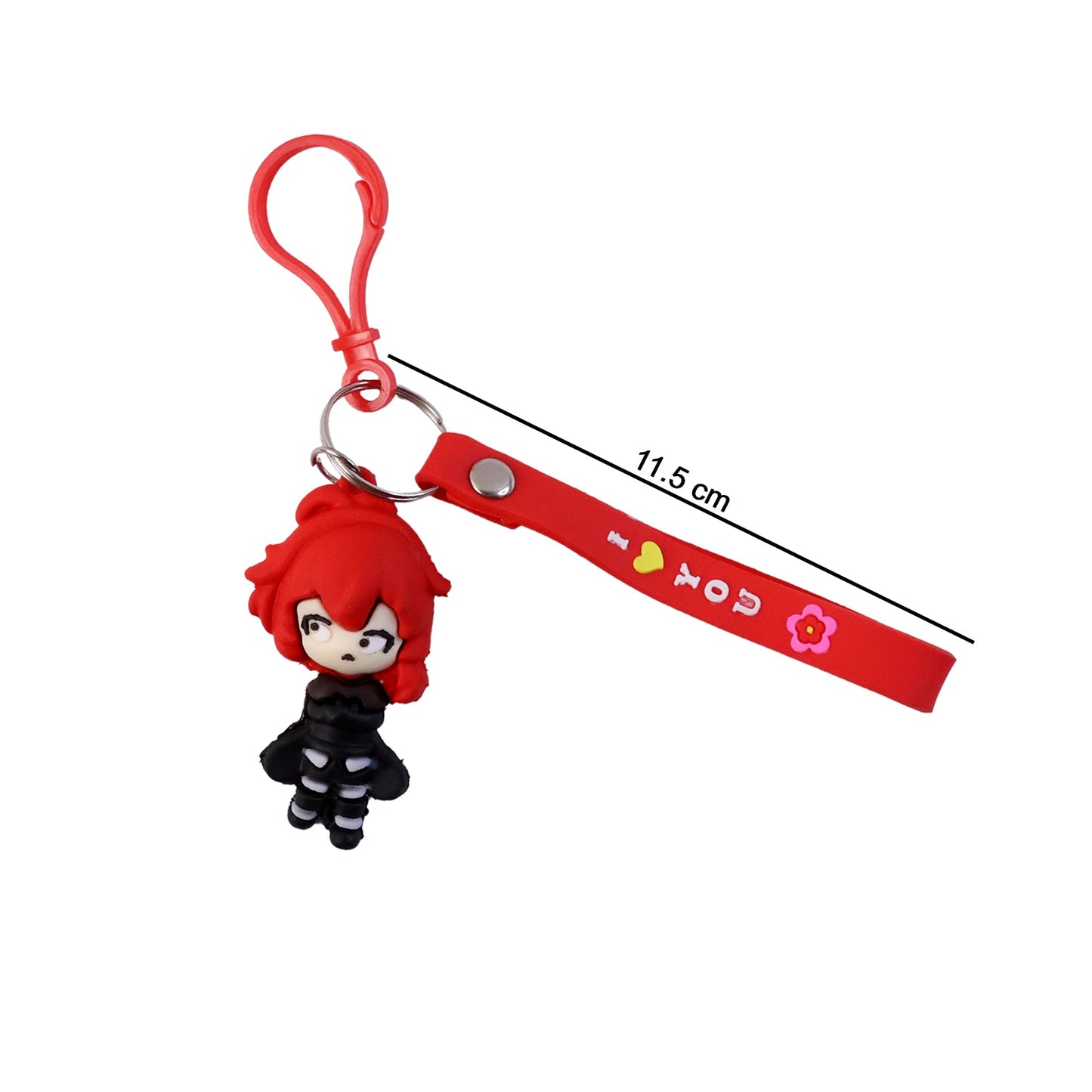 Cute Red Hair Cartoon Girl Silicone Keychain (1 Pc)