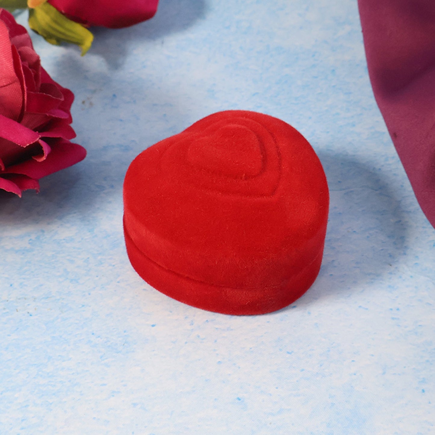 Premium Heart-Shaped Velvet Jewellery Ring Box (1 Pc)
