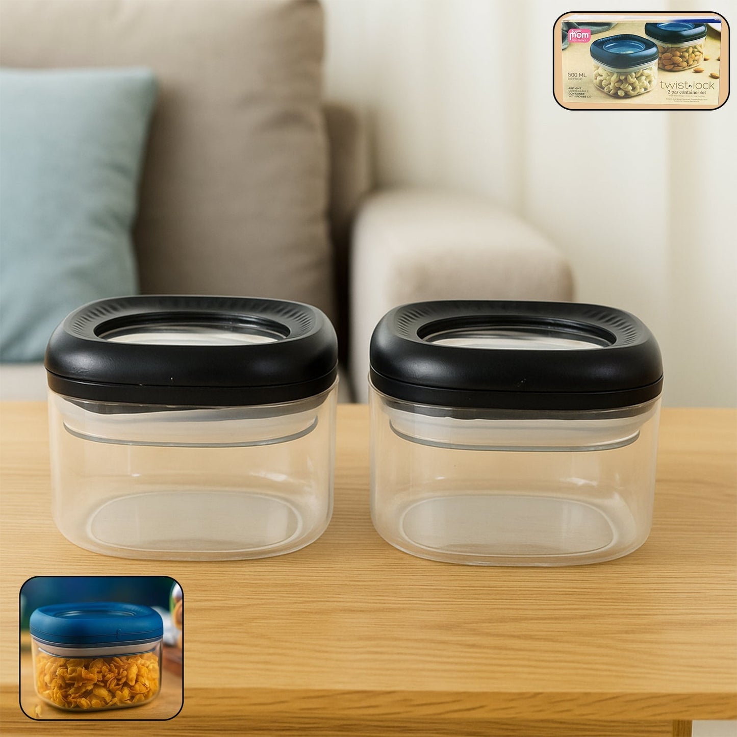 Supermom Plastic Twist & Lock Storage Container Set 