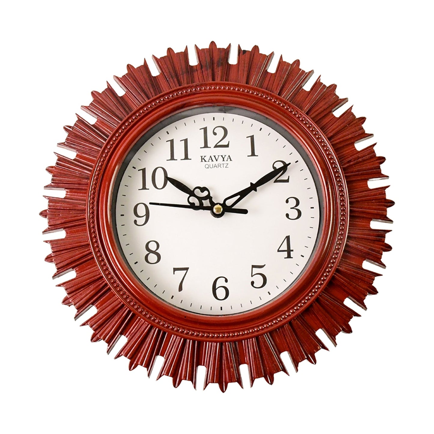 Wooden Look Round Wall Clock - Battery Operated, Easy-to-Read, Plastic Design for Home/Office