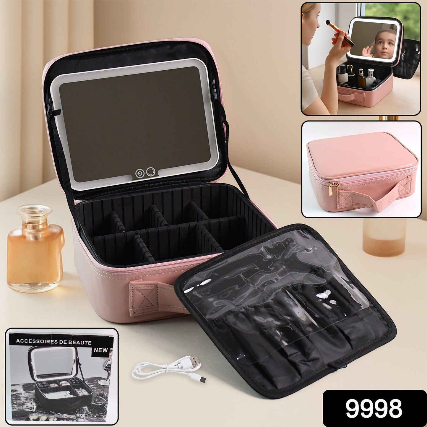 Premium LED Light Makeup Organizer Box (1 Pc / Mix Color)