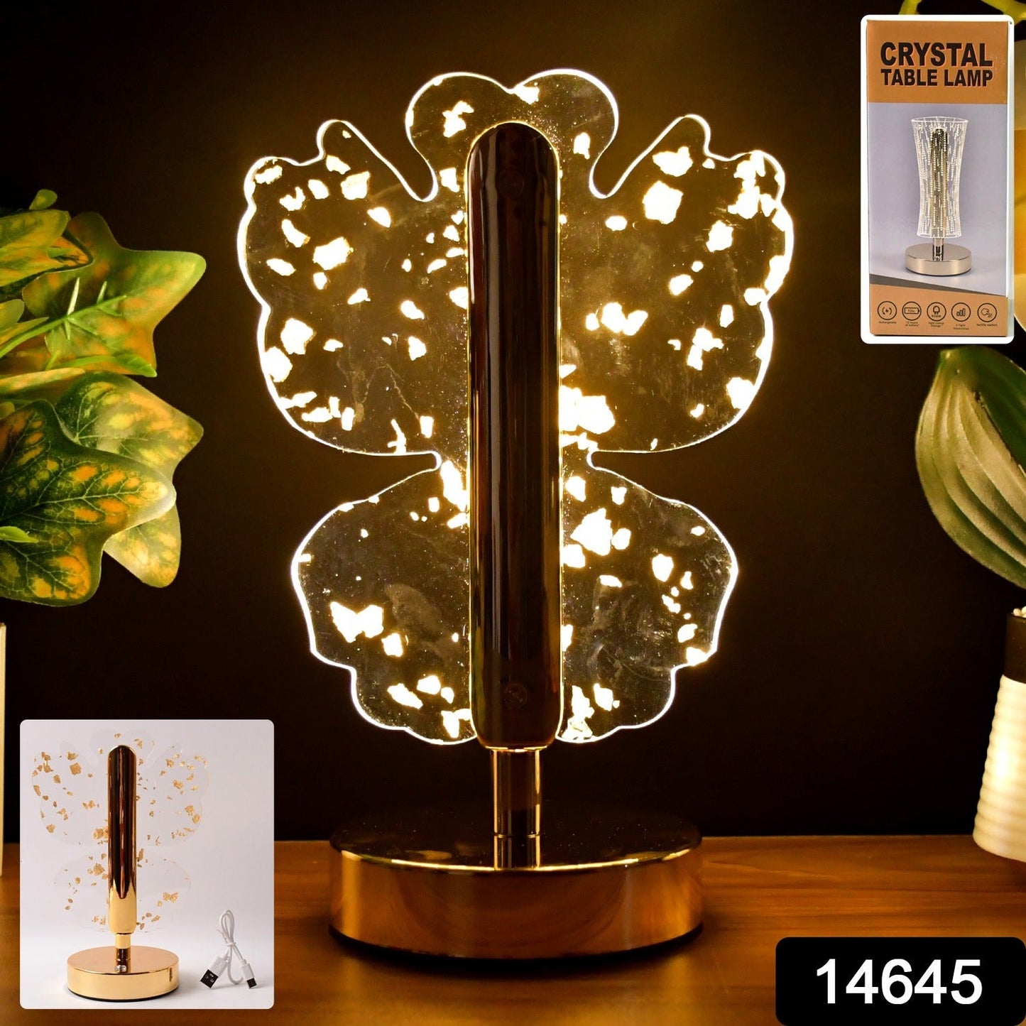 Luxury Golden Crystal LED Table Lamp (1 Pc)