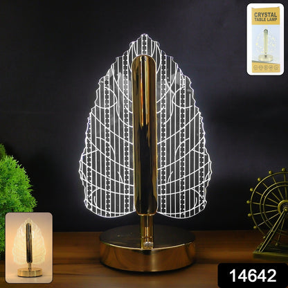 Elegant Plastic LED Table Lamp with Leaf Design Shade (1 Pc)