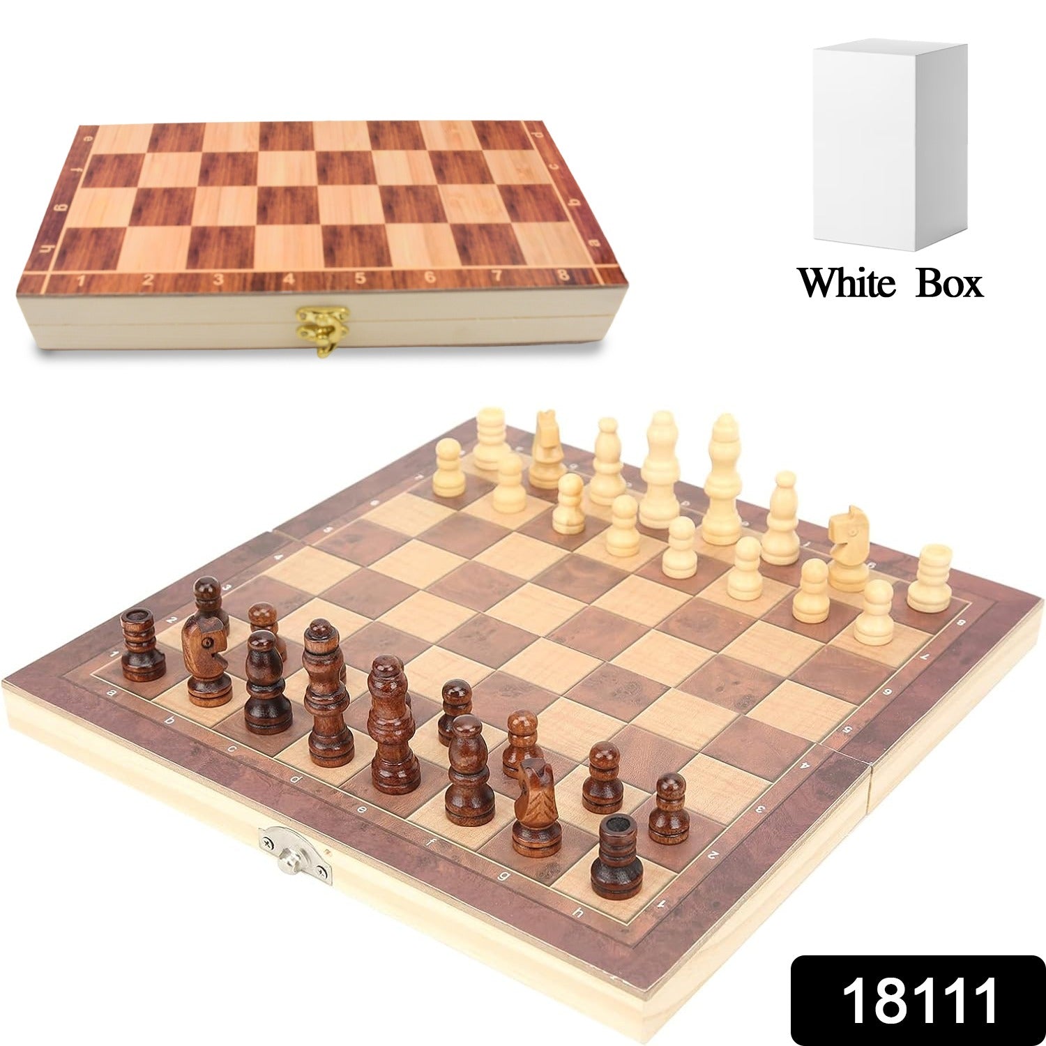 Foldable Wooden Chess Board Set (30 × 30 Cm / 1 Set)