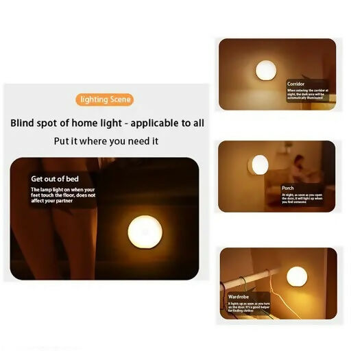 (Pack of 2) Nightlight Motion Sensor Lamp USB Rechargeable Energy Mounted Body Induction Lamp