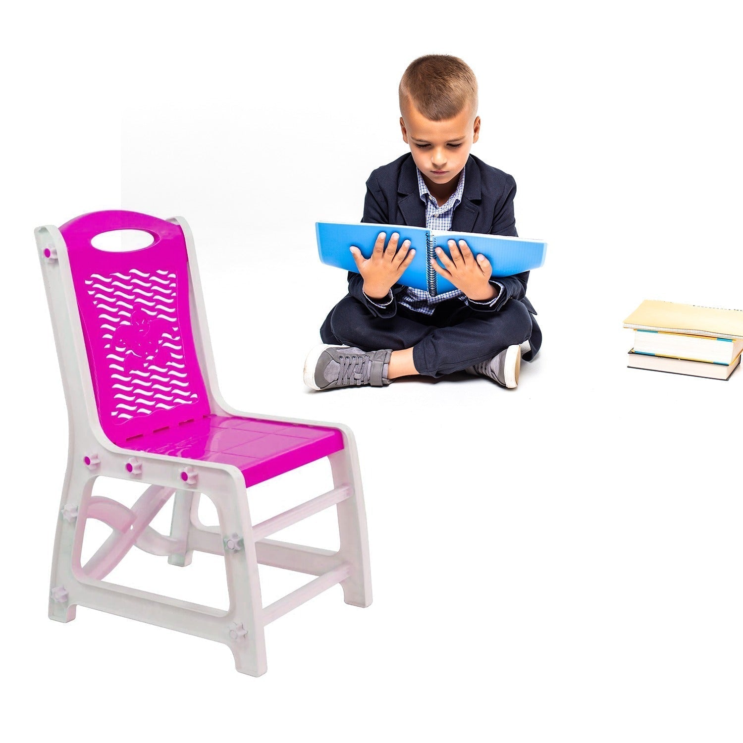 Study Table And Chair Set For Boys And Girls With Small Box Space For Pencils Plastic High Quality Study Table (Pink)