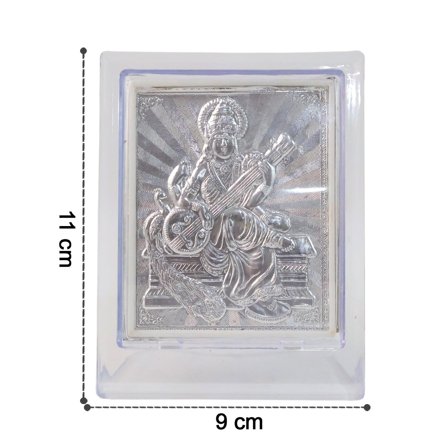 Elegant Silver Saraswati Maa Photo Frame with Stand (1 Pc)
