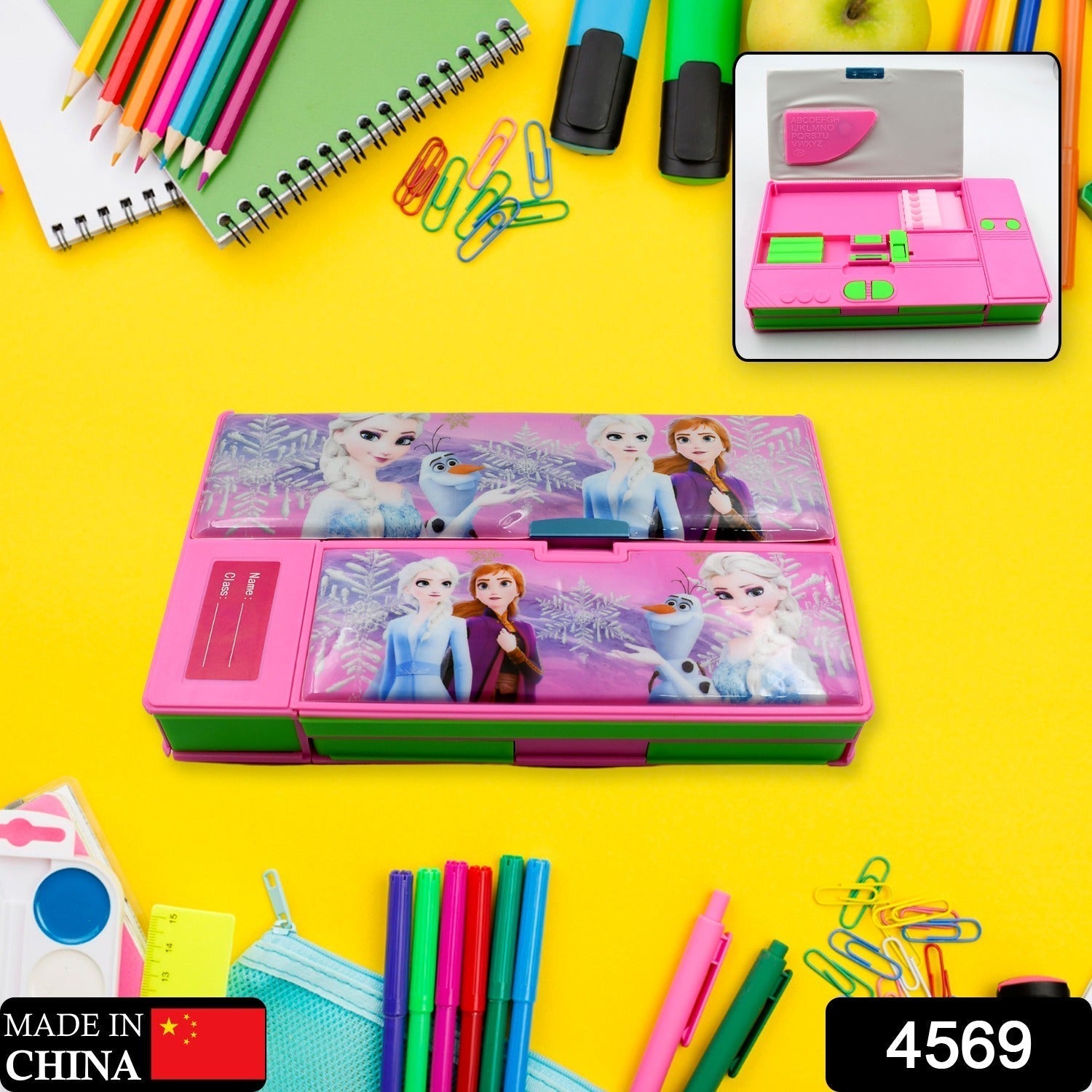 Multi Purpose Gadget Jumbo Pencil Box Compass With Calculator Jumbo 2 Side Slot Geometry Box Compass Use School , Traveling & Studio