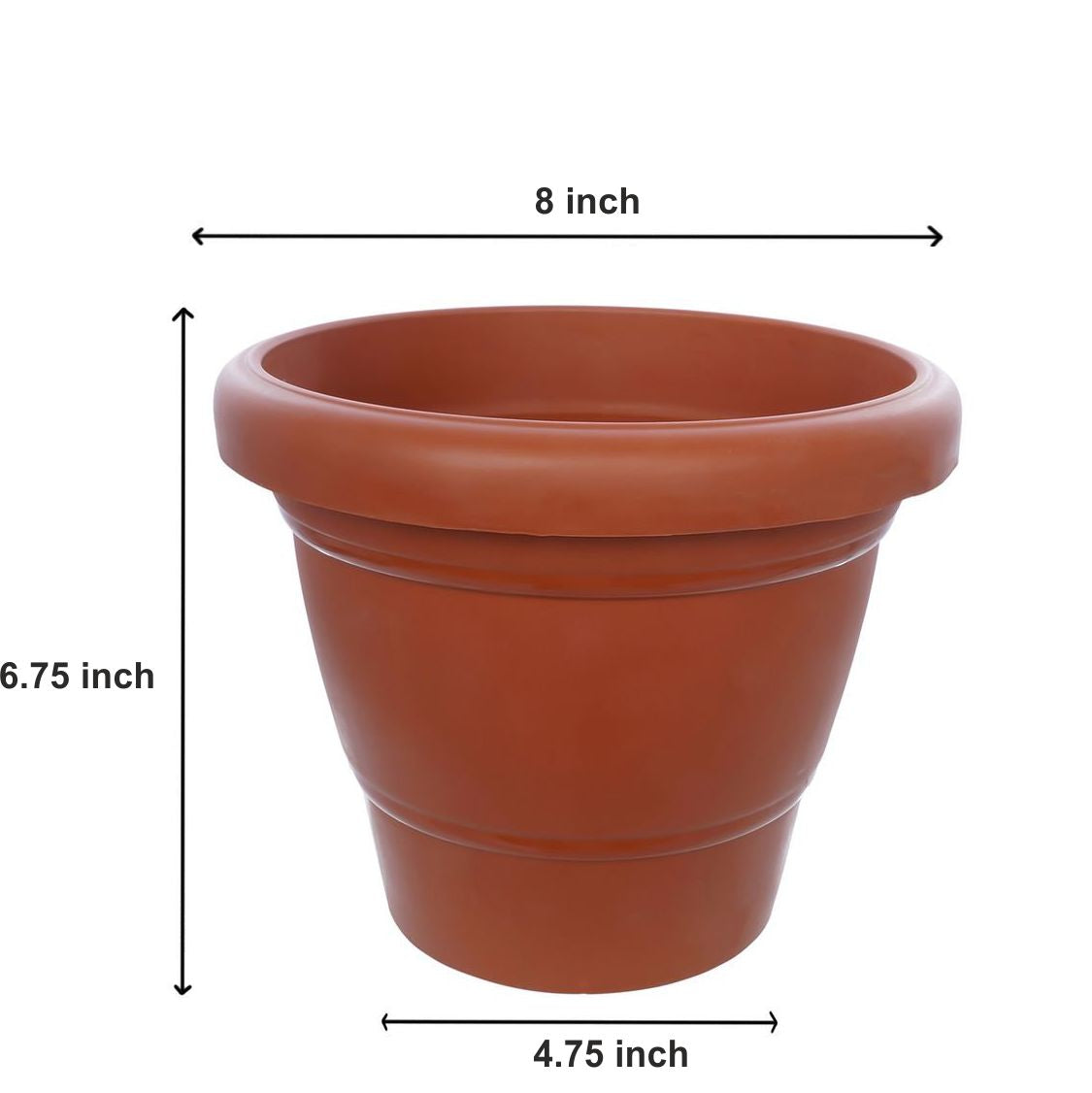 Garden Heavy Plastic Planter Pot / Gamla 8 inch (Brown, Pack of 1,Medium )